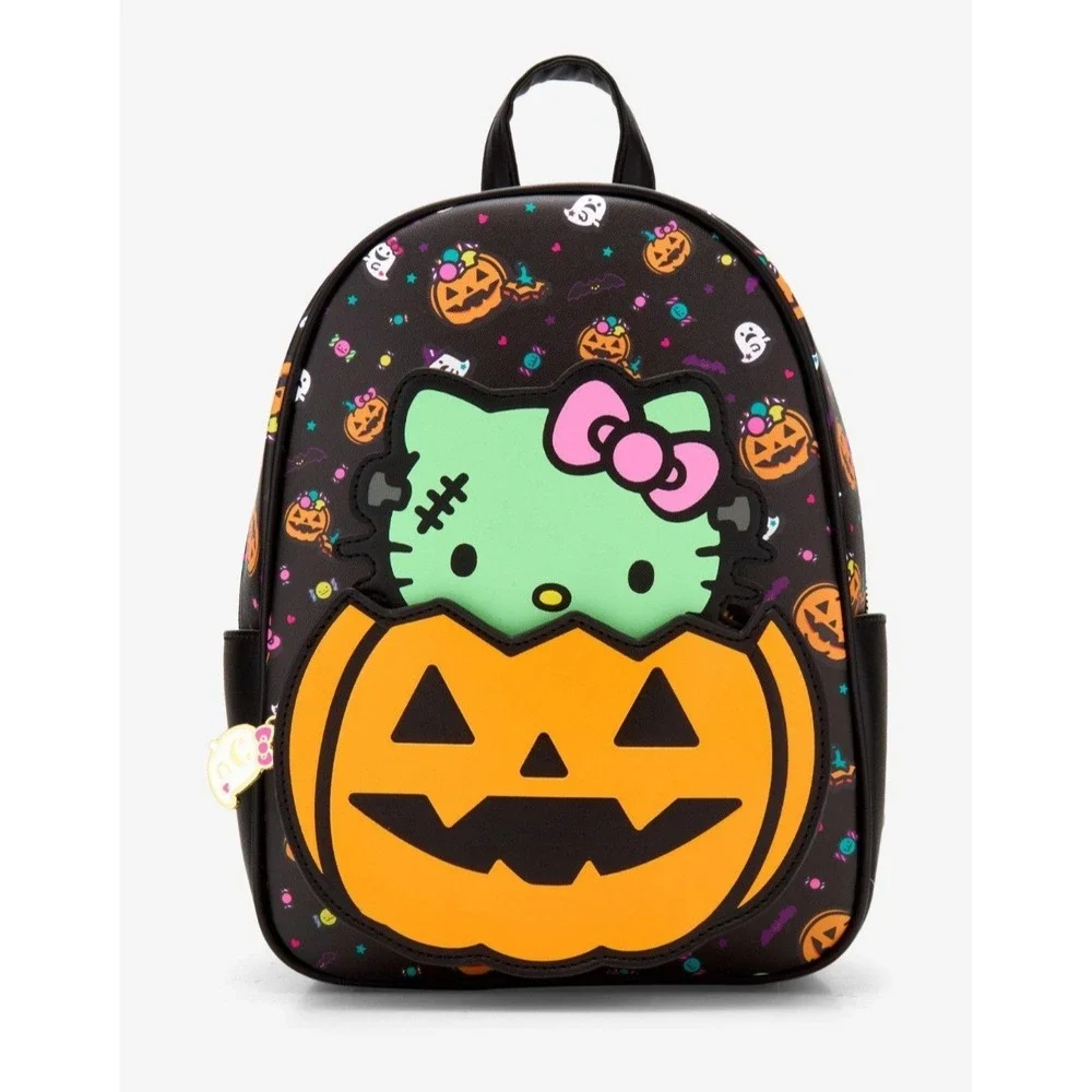 NEW! Her Universe Hello Kitty Zombie Pumpkin Glow-In-The-Dark‎ Backpack & WALLET